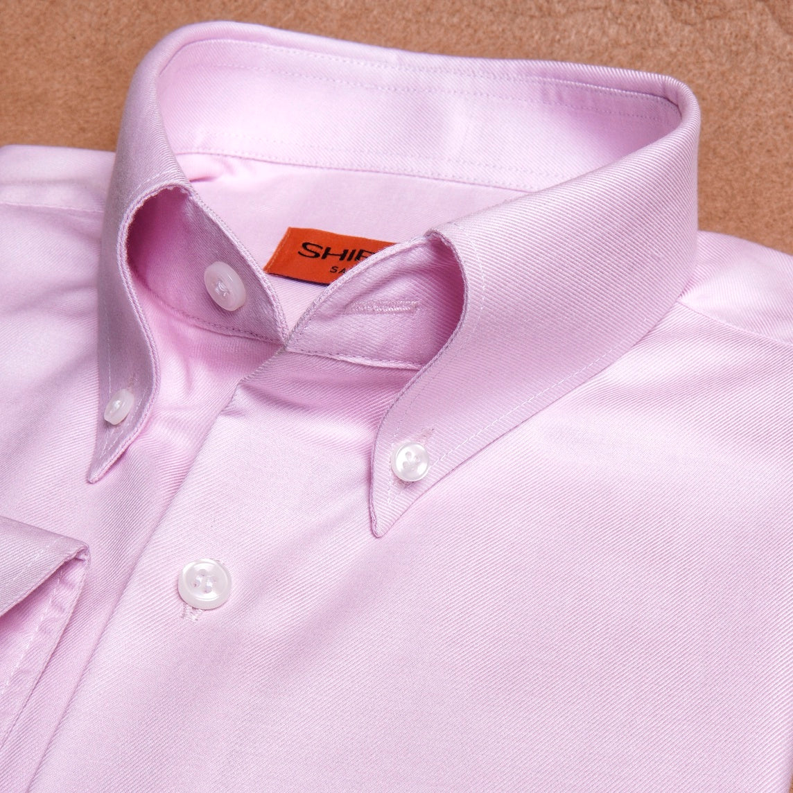 Twill Pink Button Down Cotton Shirt (Sartoria Label)