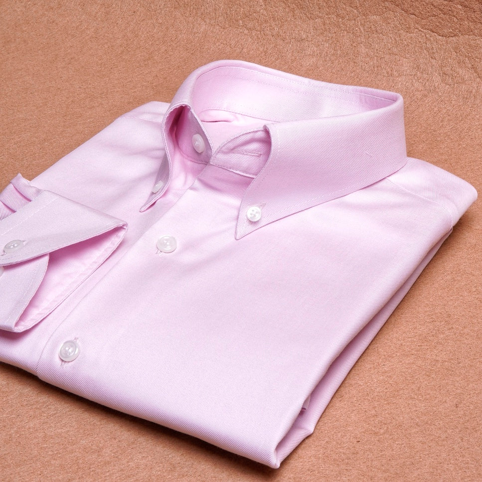 Twill Pink Button Down Cotton Shirt (Sartoria Label)
