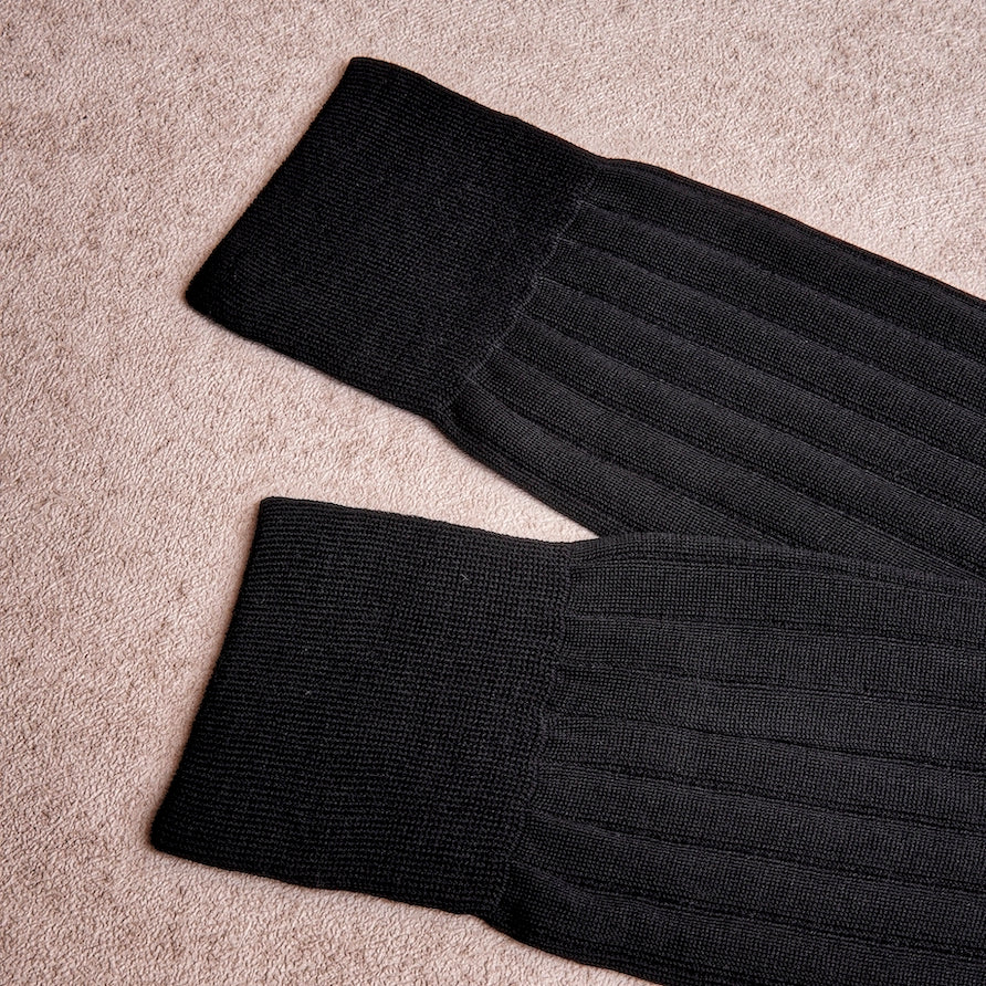 Carpi Black Mid Calf 240needls Cotton Socks