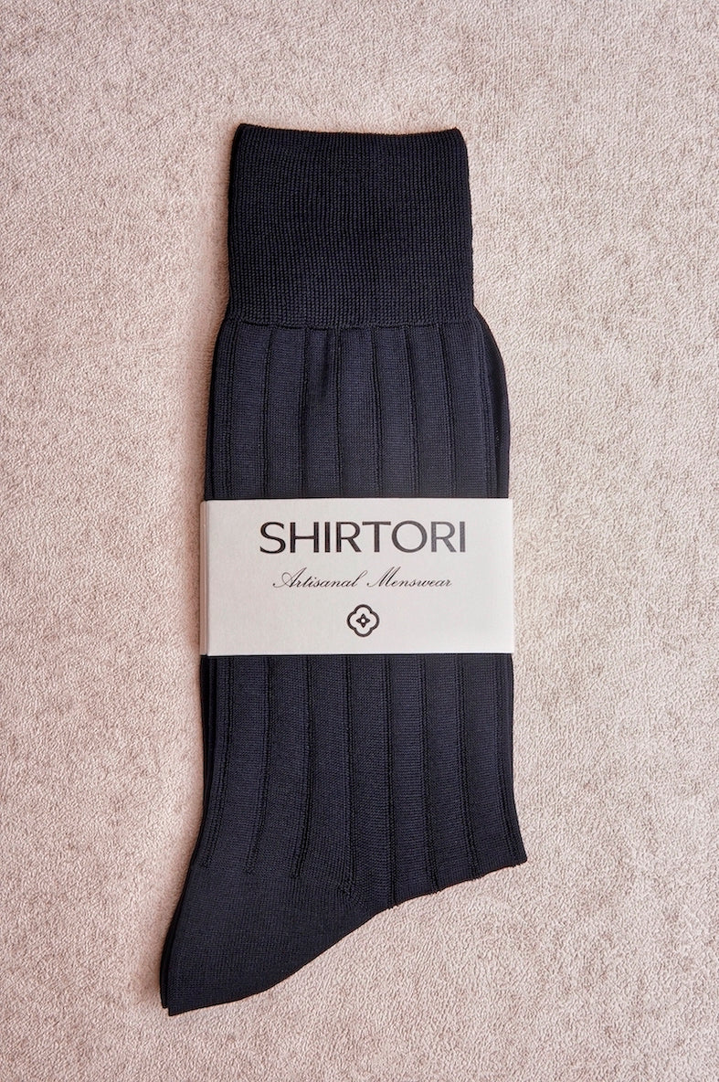 Carpi Navy Mid Calf 240needls Cotton Socks