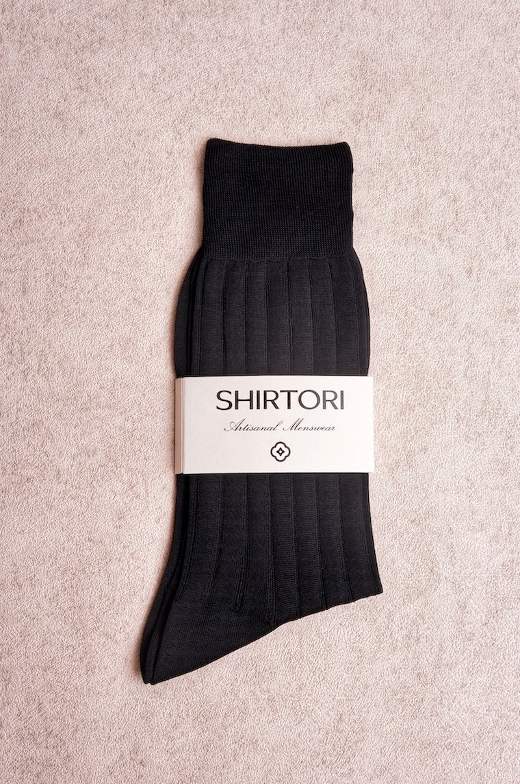 Carpi Black Mid Calf 240needls Cotton Socks