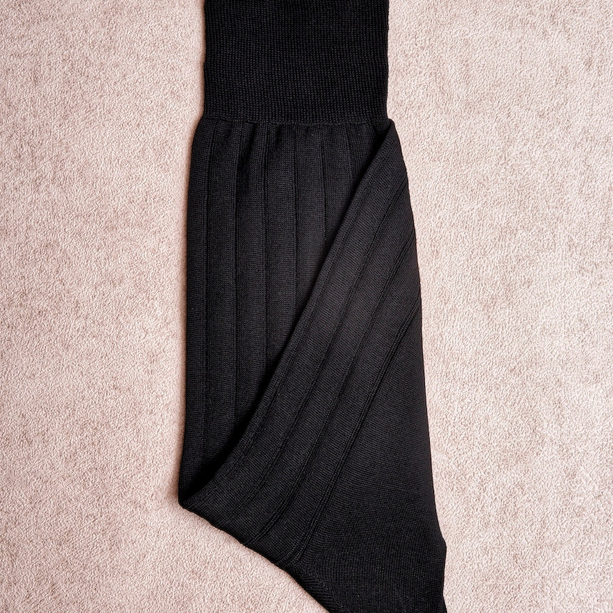 Carpi Black Mid Calf 240needls Cotton Socks