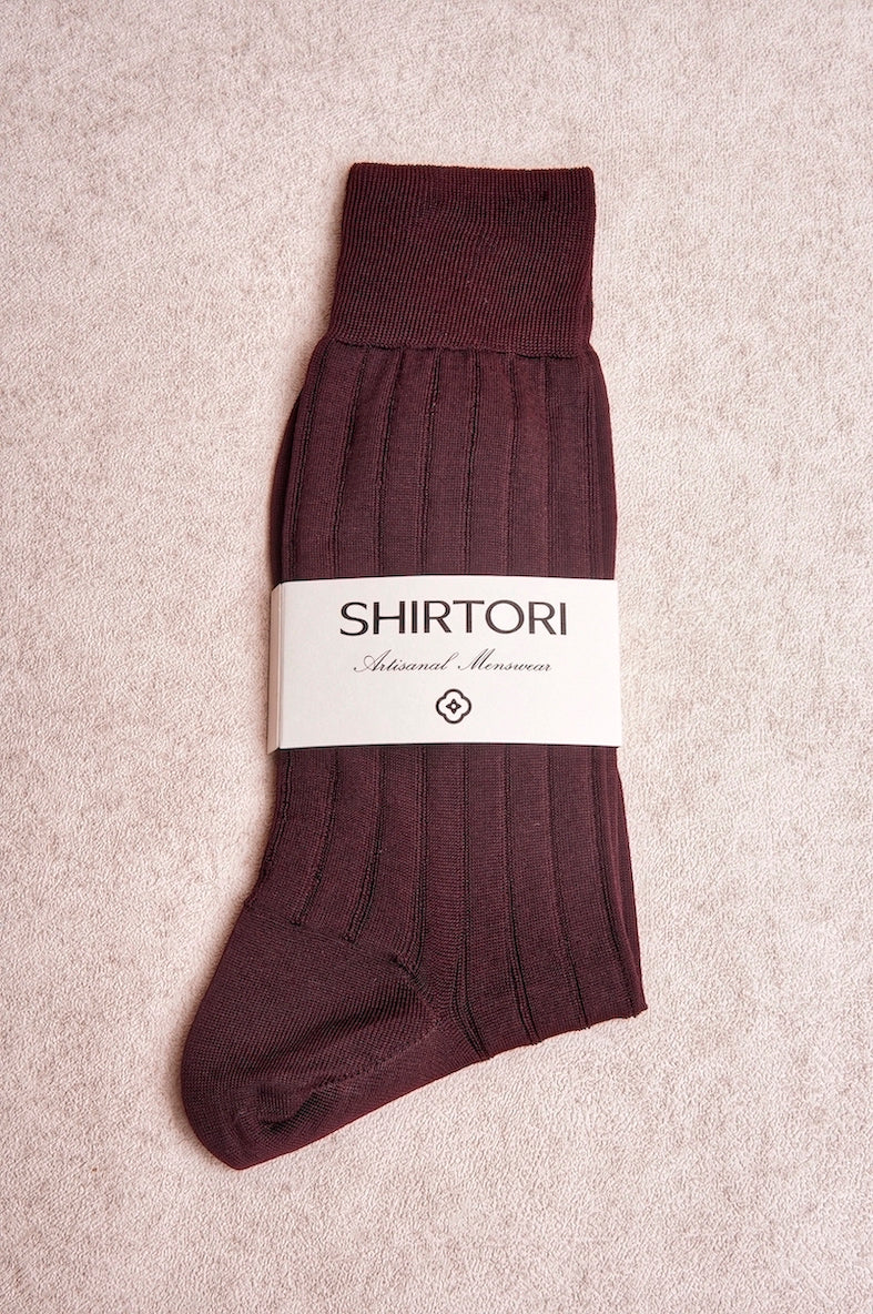 Carpi Burgundy Mid Calf 240needls Cotton Socks