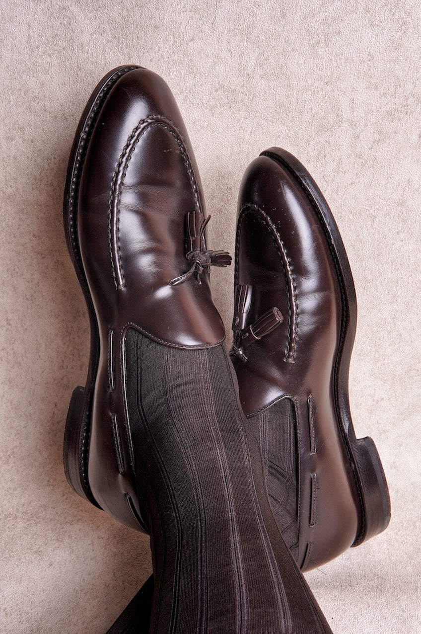 Carpi Dark Brown Mid Calf 240needls Cotton Socks