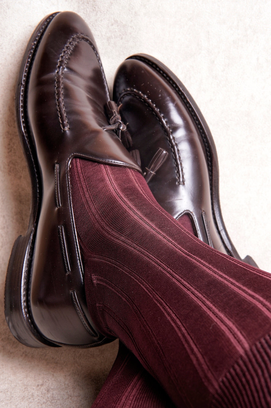 Carpi Burgundy Mid Calf 240needls Cotton Socks