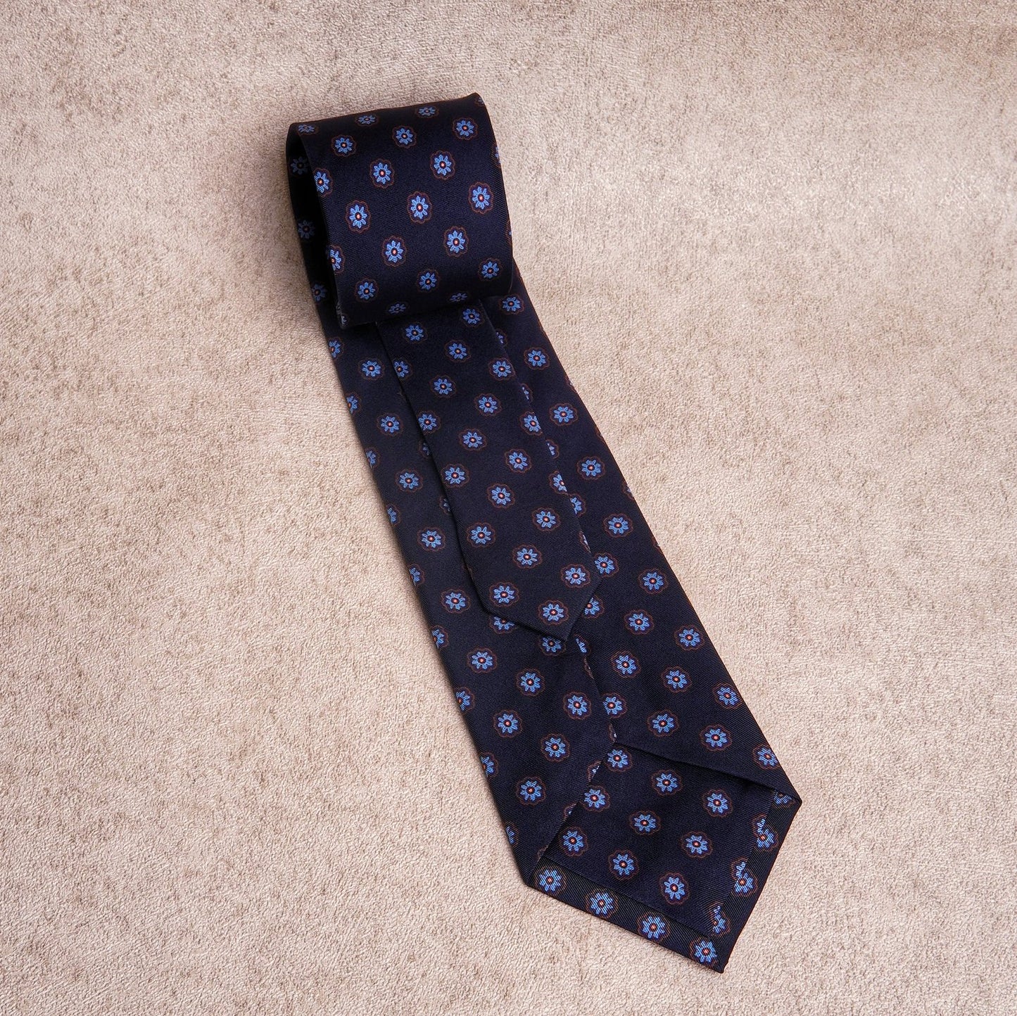 Signature Flower Navy Silk Tie