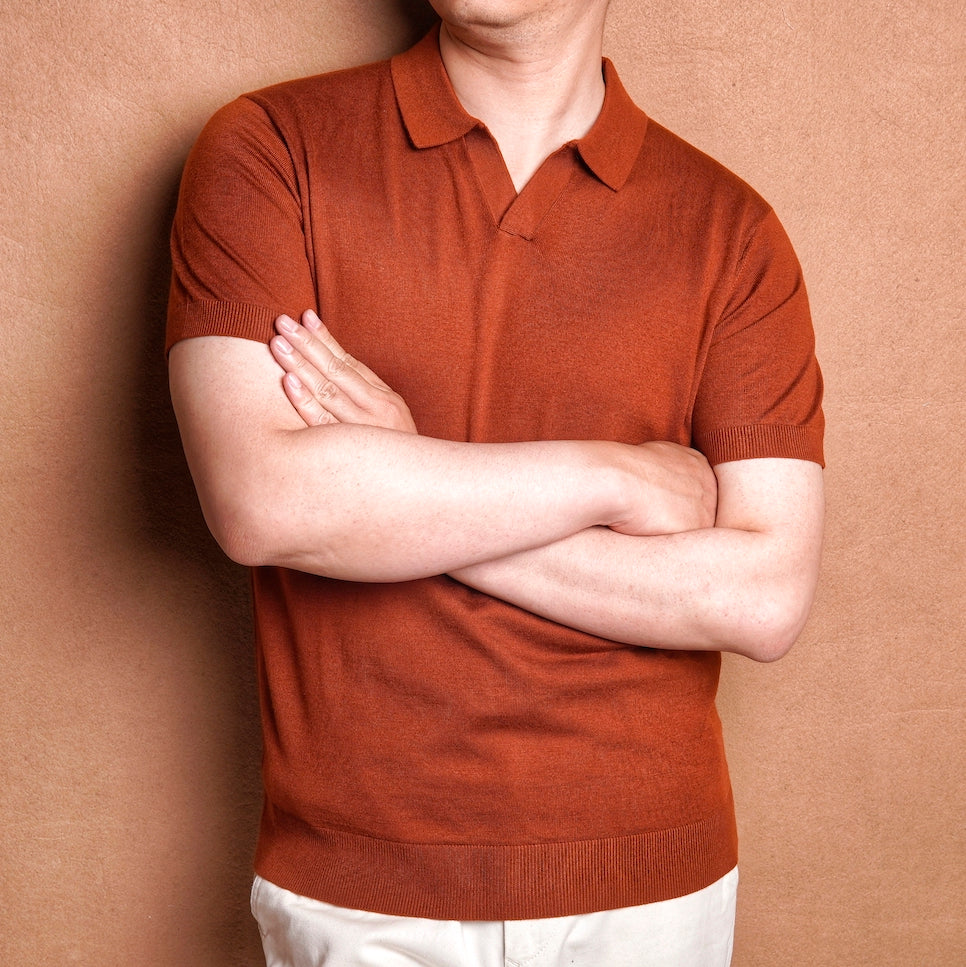 Firenze Brick Orange Knit Polo