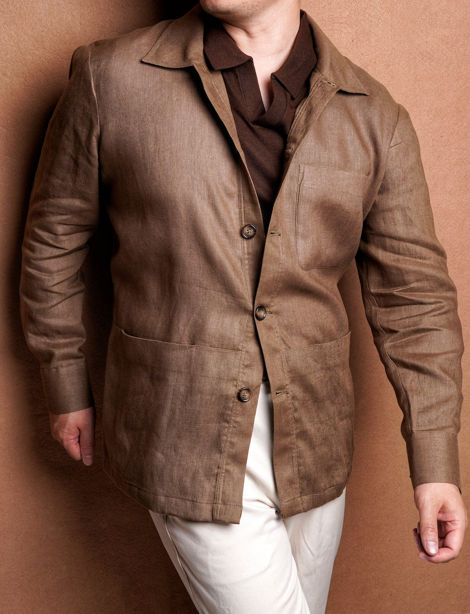 Tuscan Brown Linen Blouson