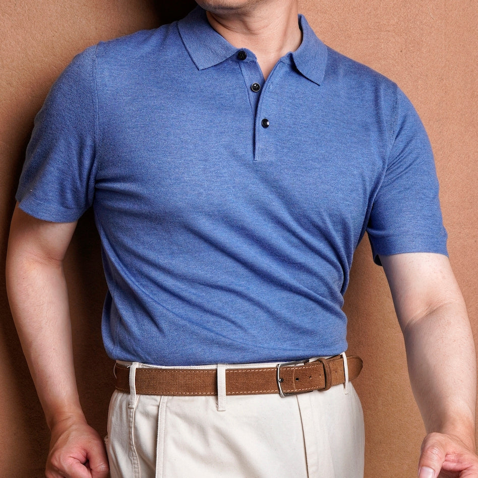 Napoli Azure Blue Knit Polo