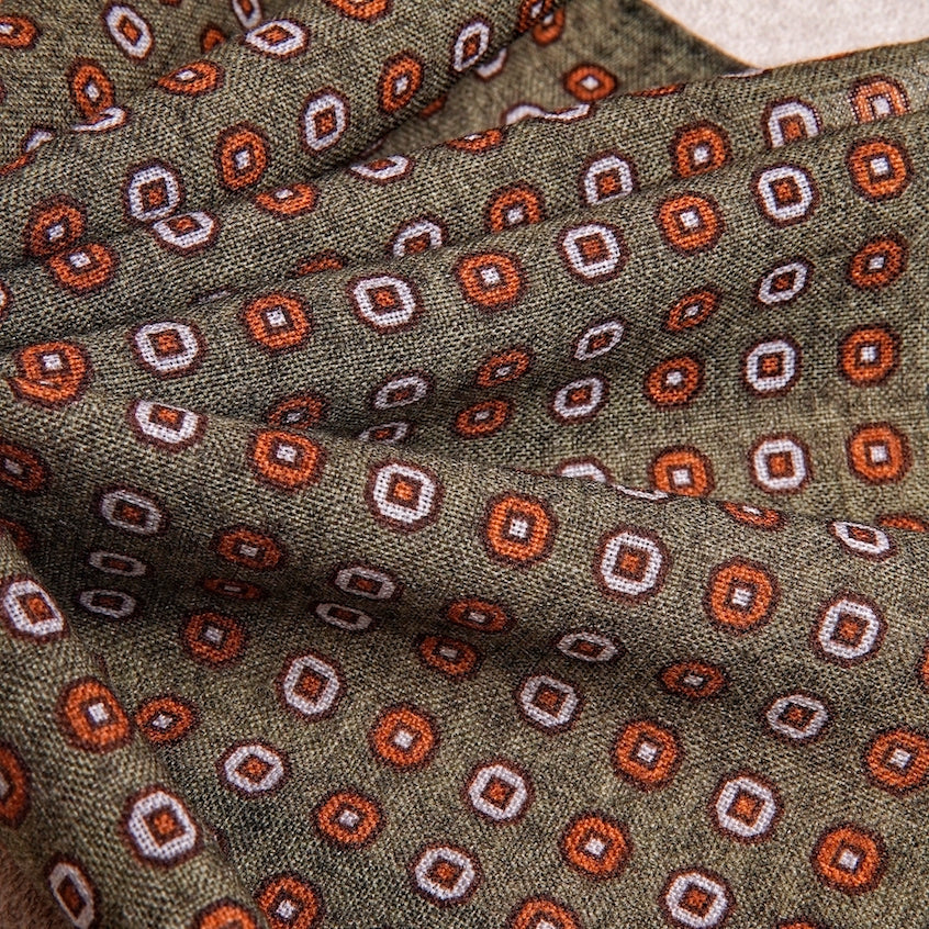 Green Geometric Wool Pocket Square