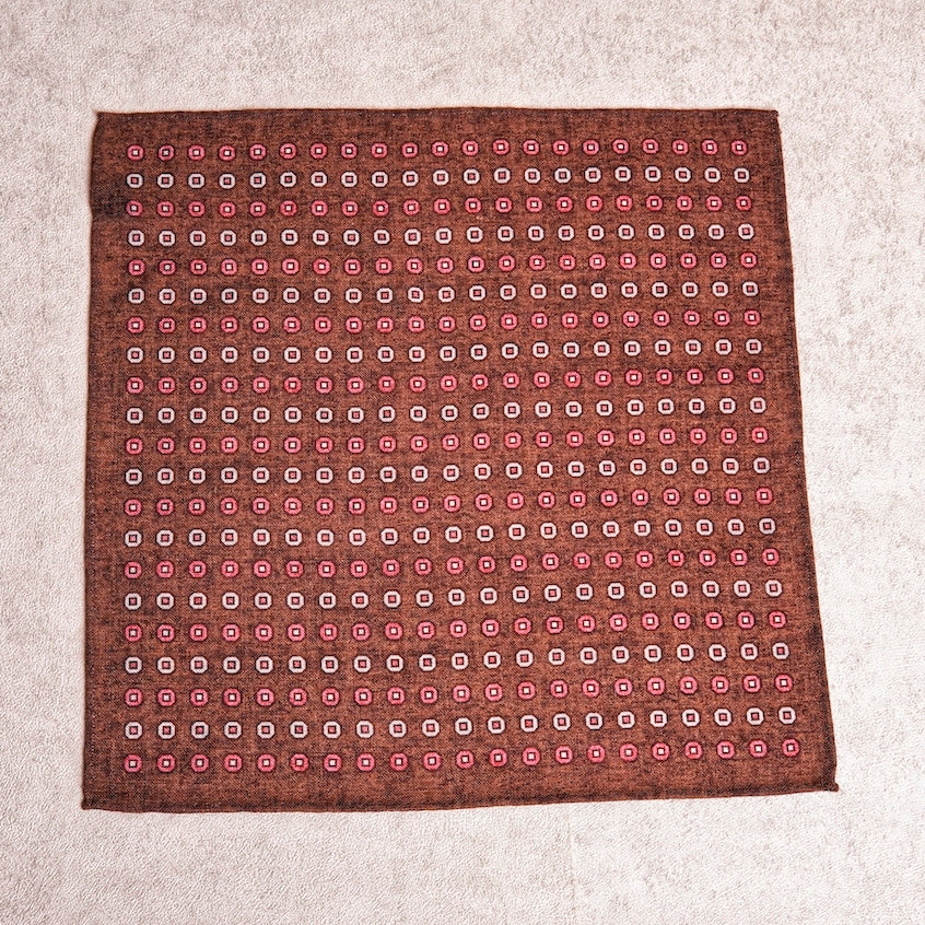 Brown Geometric Wool Pocket Square