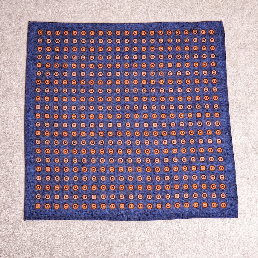 Navy Geometric Wool Pocket Square