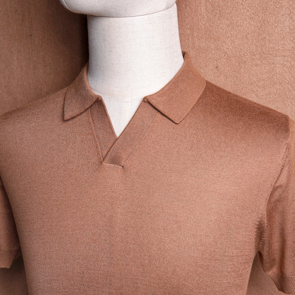 Firenze Camel Brown Knit Polo