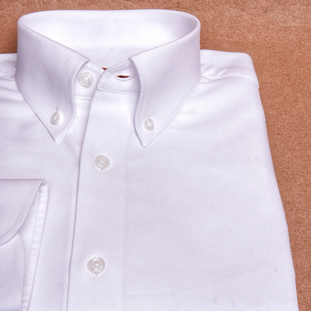 Twill White Button Down Cotton Shirt