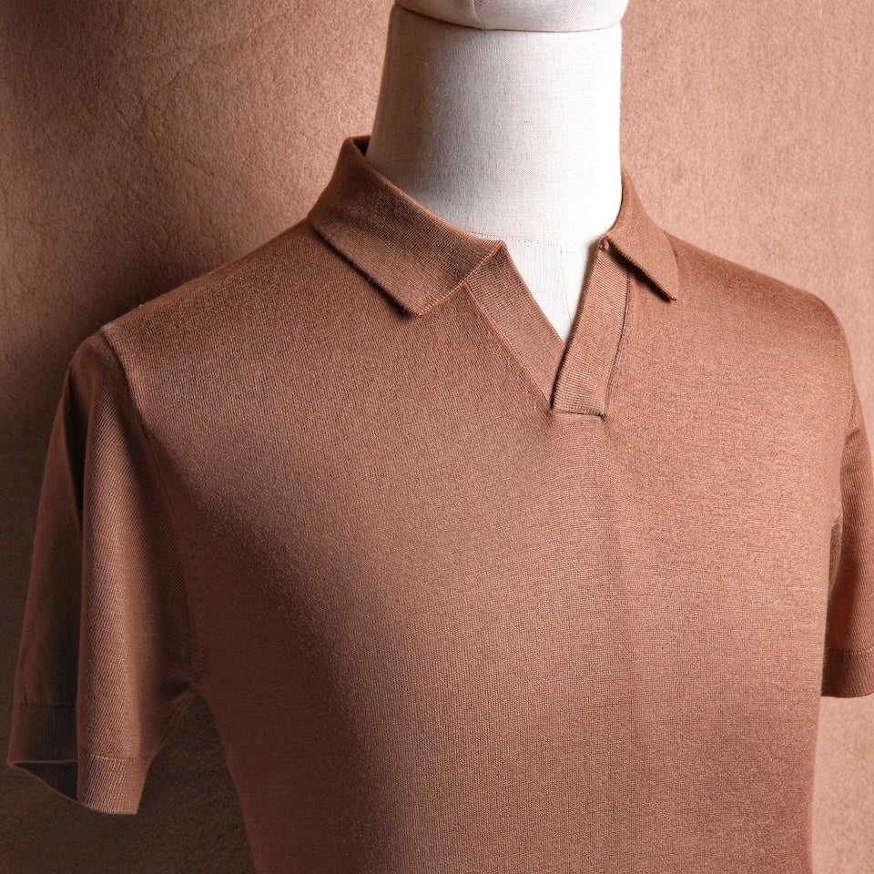 Firenze Camel Brown Knit Polo