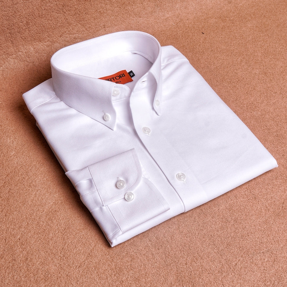 Twill White Button Down Cotton Shirt