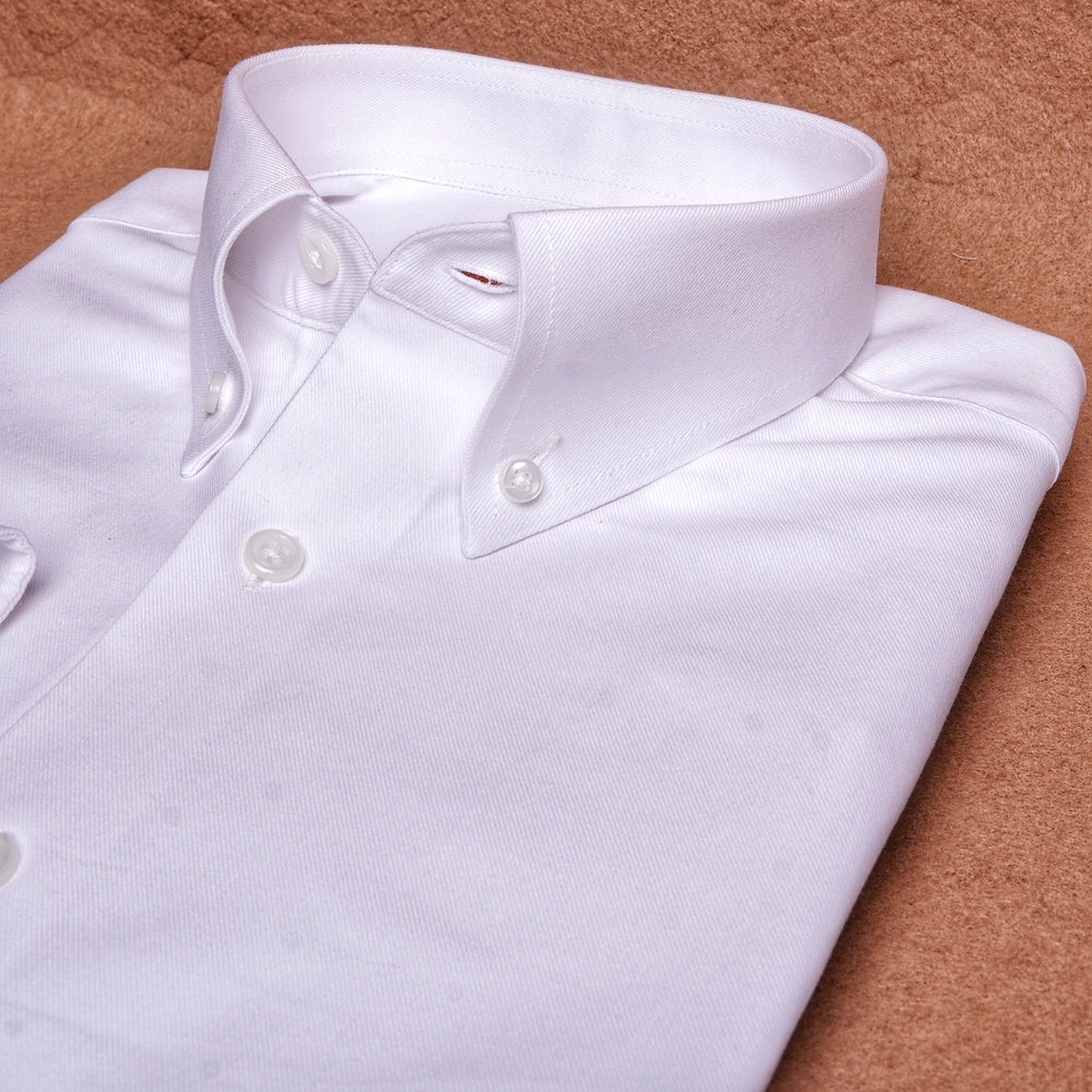 Twill White Button Down Cotton Shirt