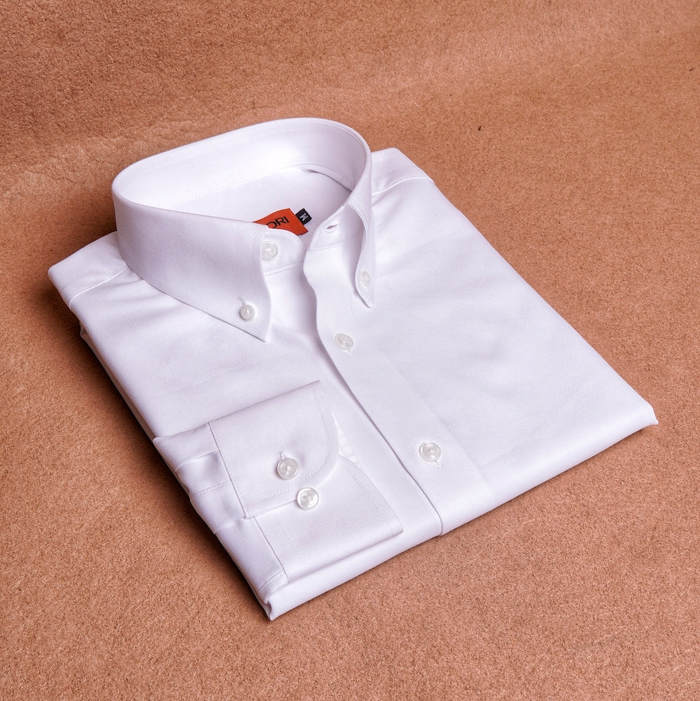 Twill White Button Down Cotton Shirt