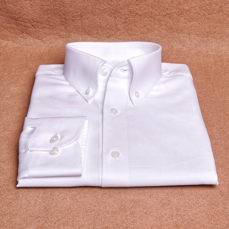 Twill White Button Down Cotton Shirt
