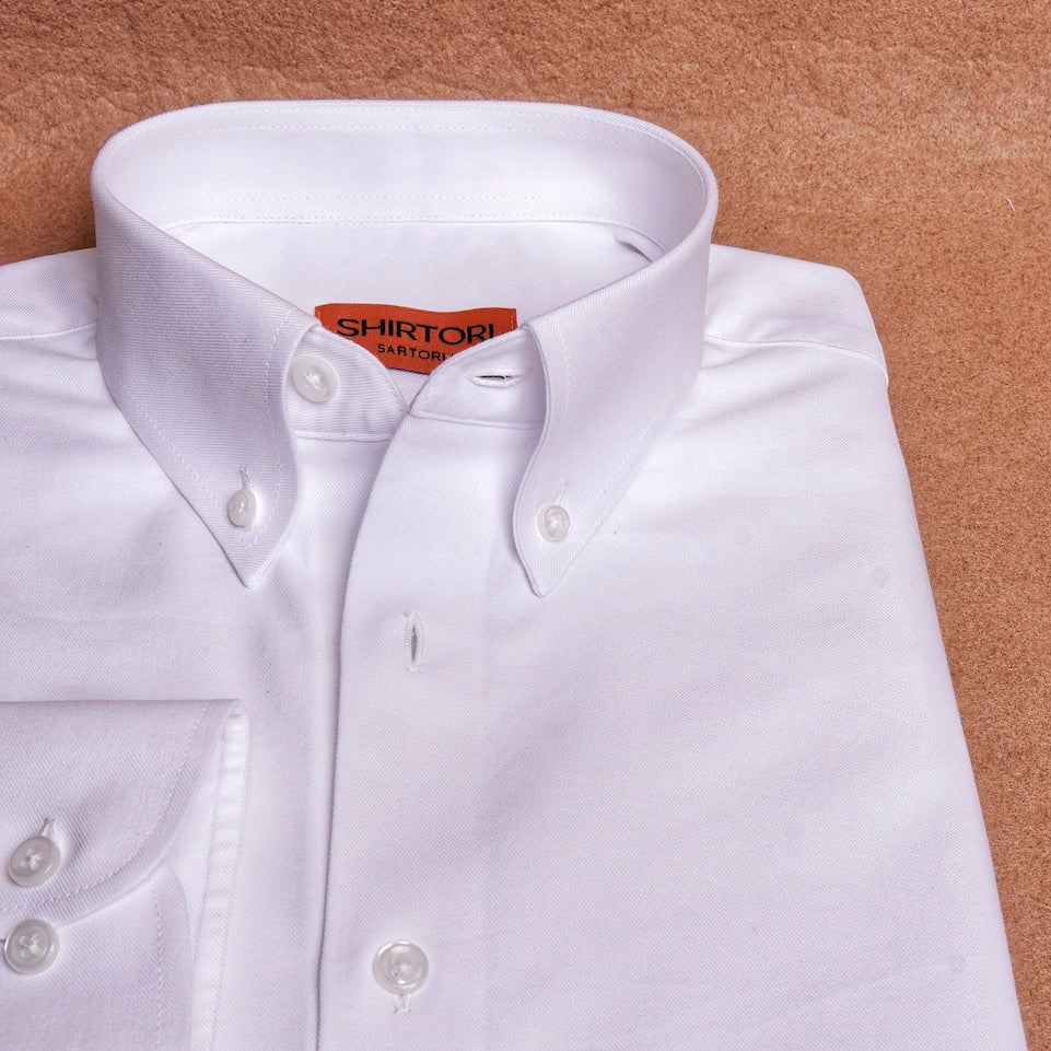 Twill White Button Down Cotton Shirt