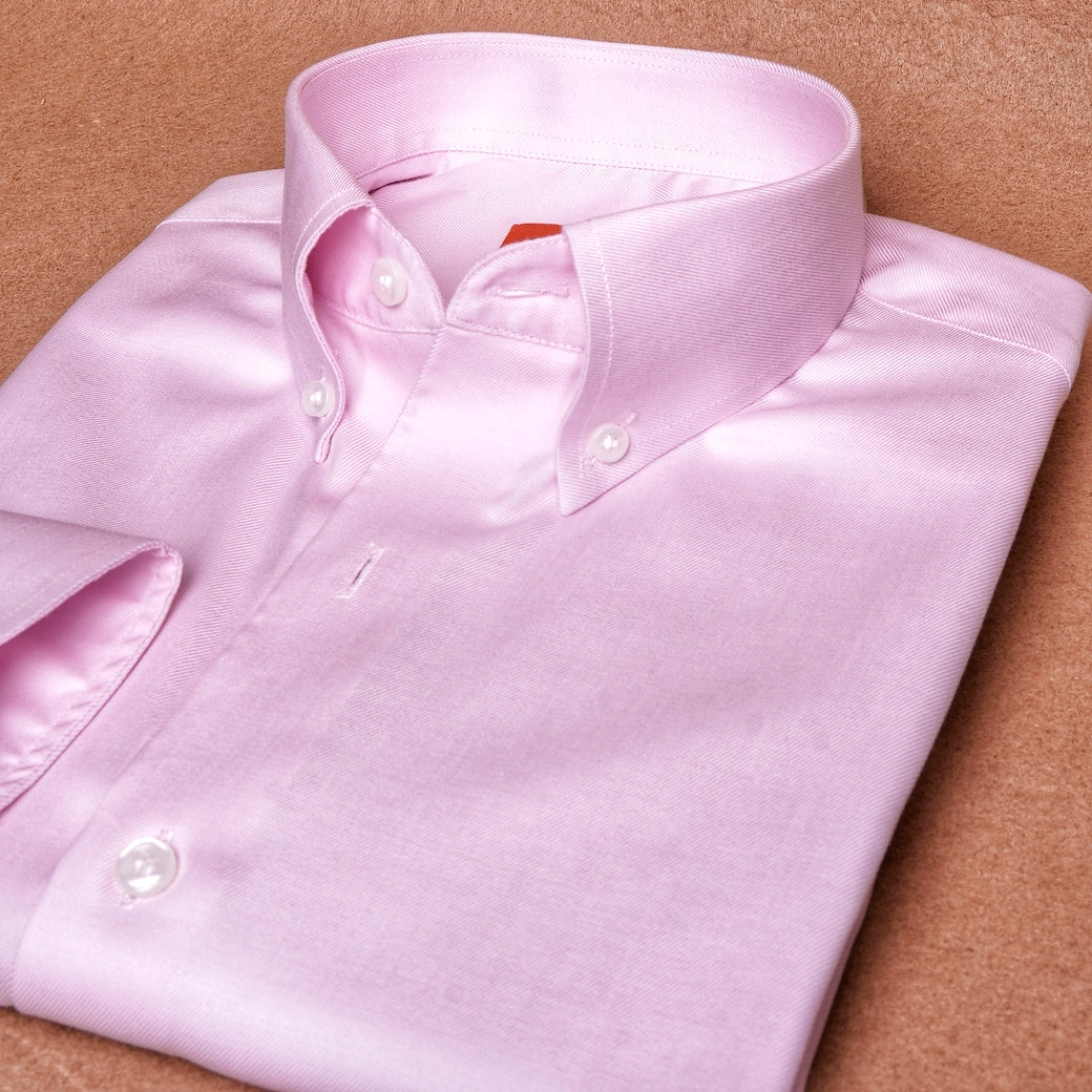 Twill Pink Button Down Cotton Shirt