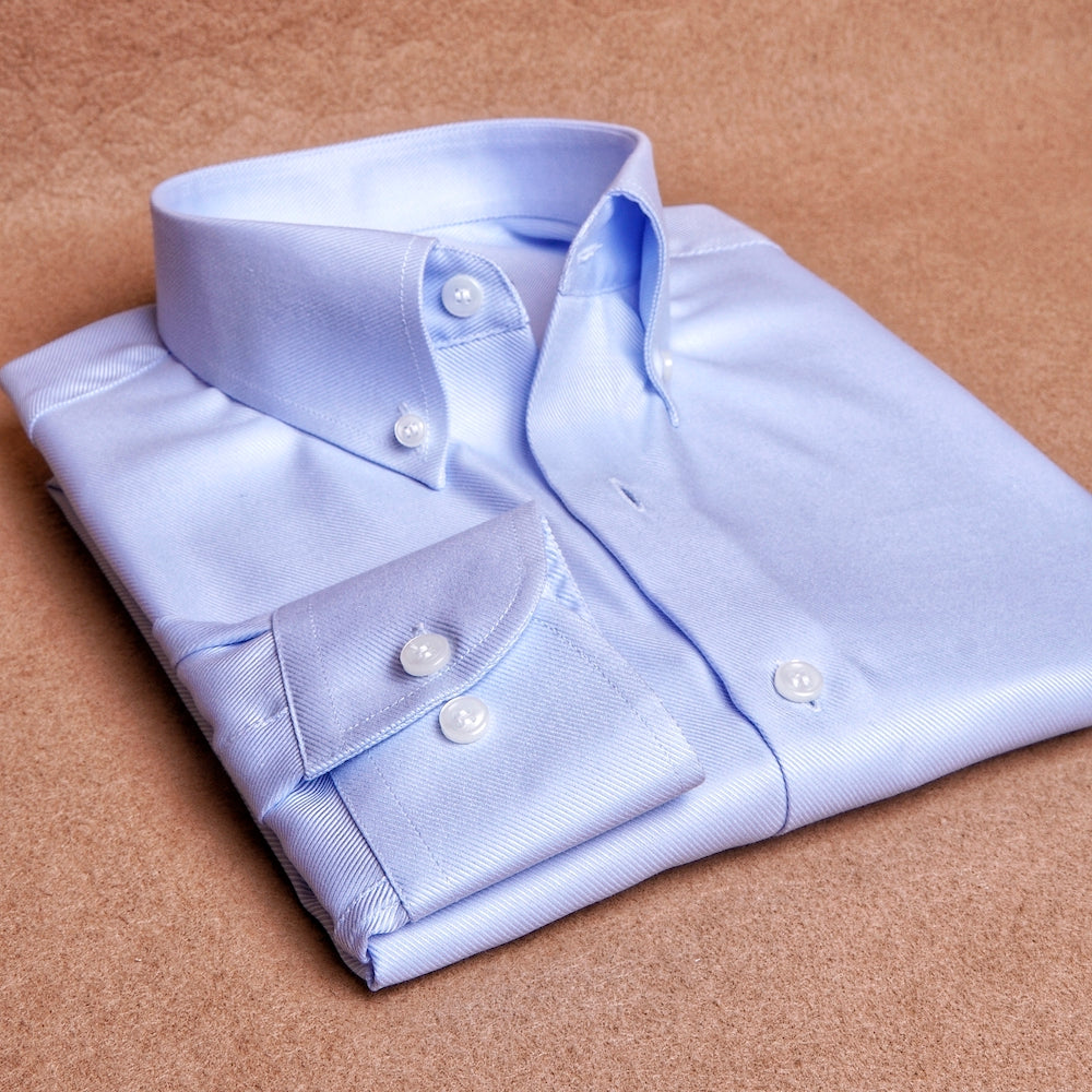 Twill Blue Button Down Cotton Shirt