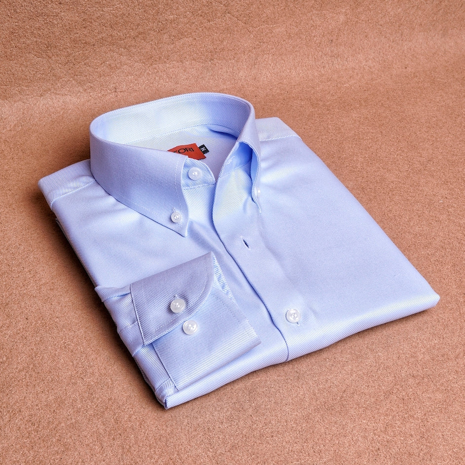 Twill Blue Button Down Cotton Shirt