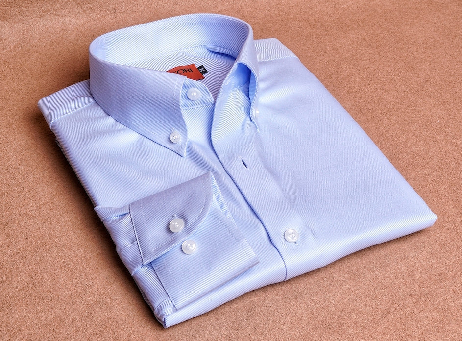 Twill Blue Button Down Cotton Shirt