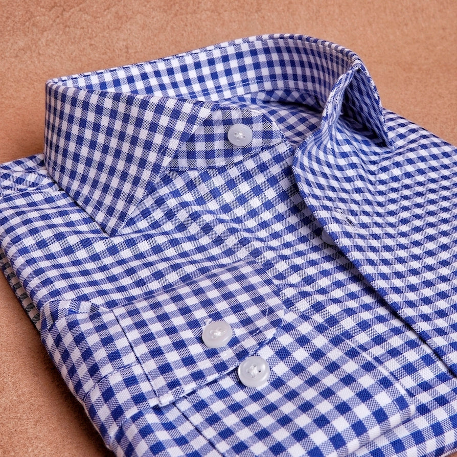Oxford Gingham Dark Blue Cotton Shirt