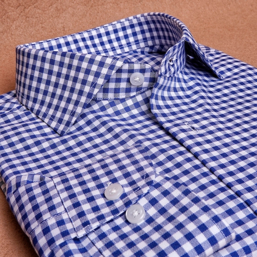 Oxford Gingham Dark Blue Cotton Shirt