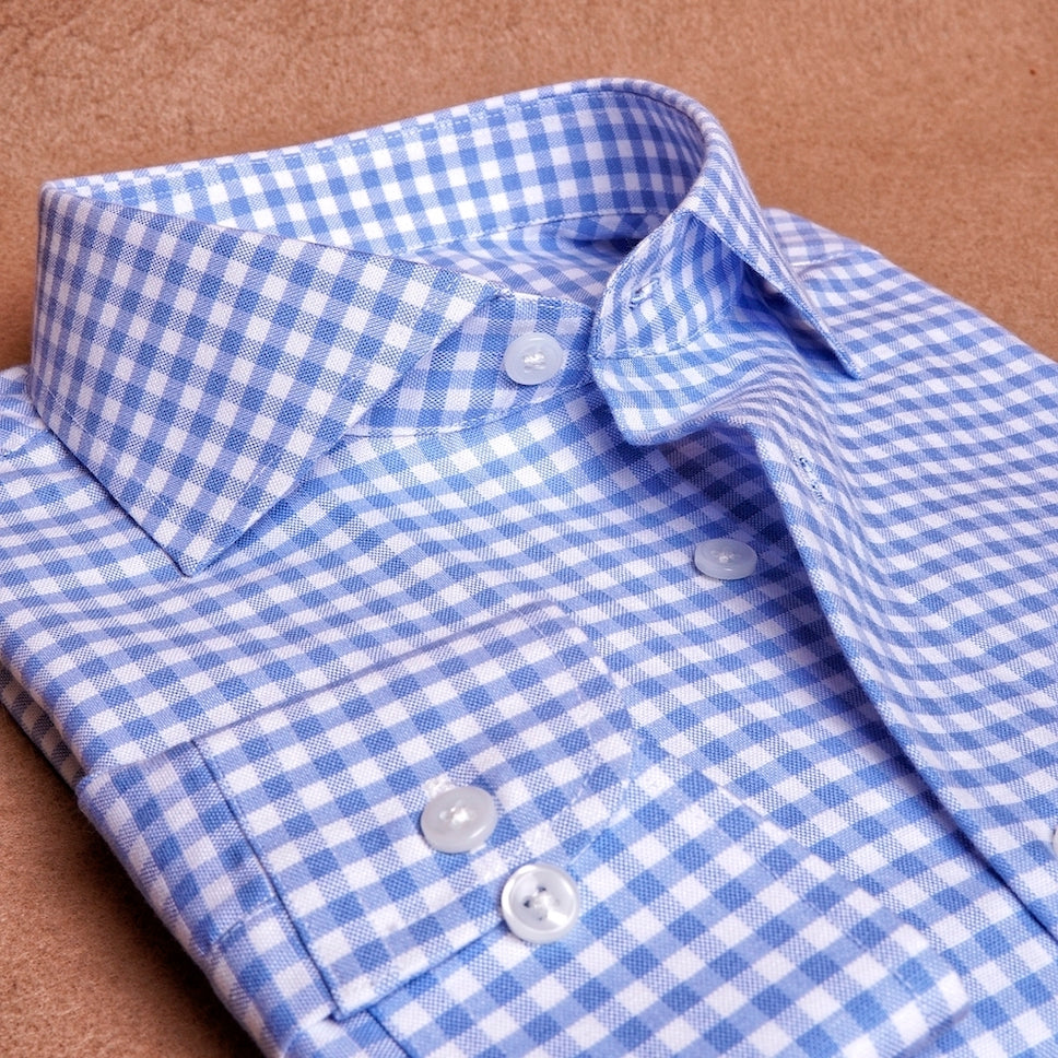 Oxford Gingham Blue Cotton Shirt