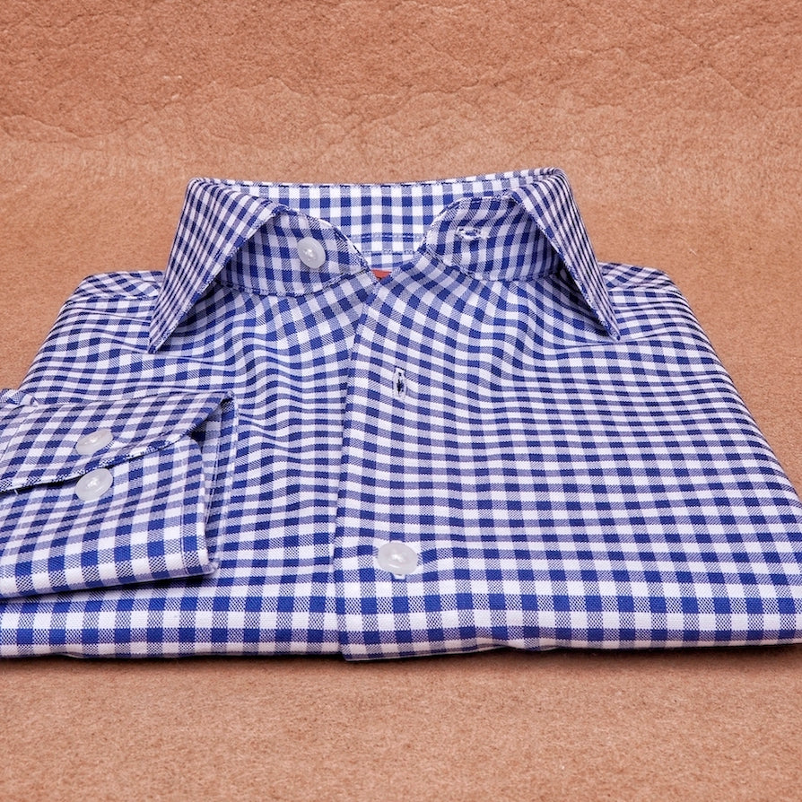 Oxford Gingham Dark Blue Cotton Shirt