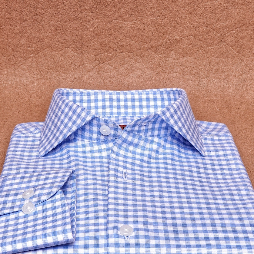 Oxford Gingham Blue Cotton Shirt