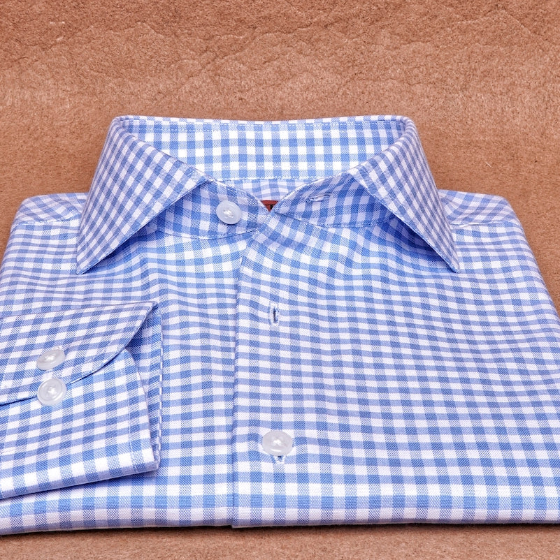 Oxford Gingham Blue Cotton Shirt