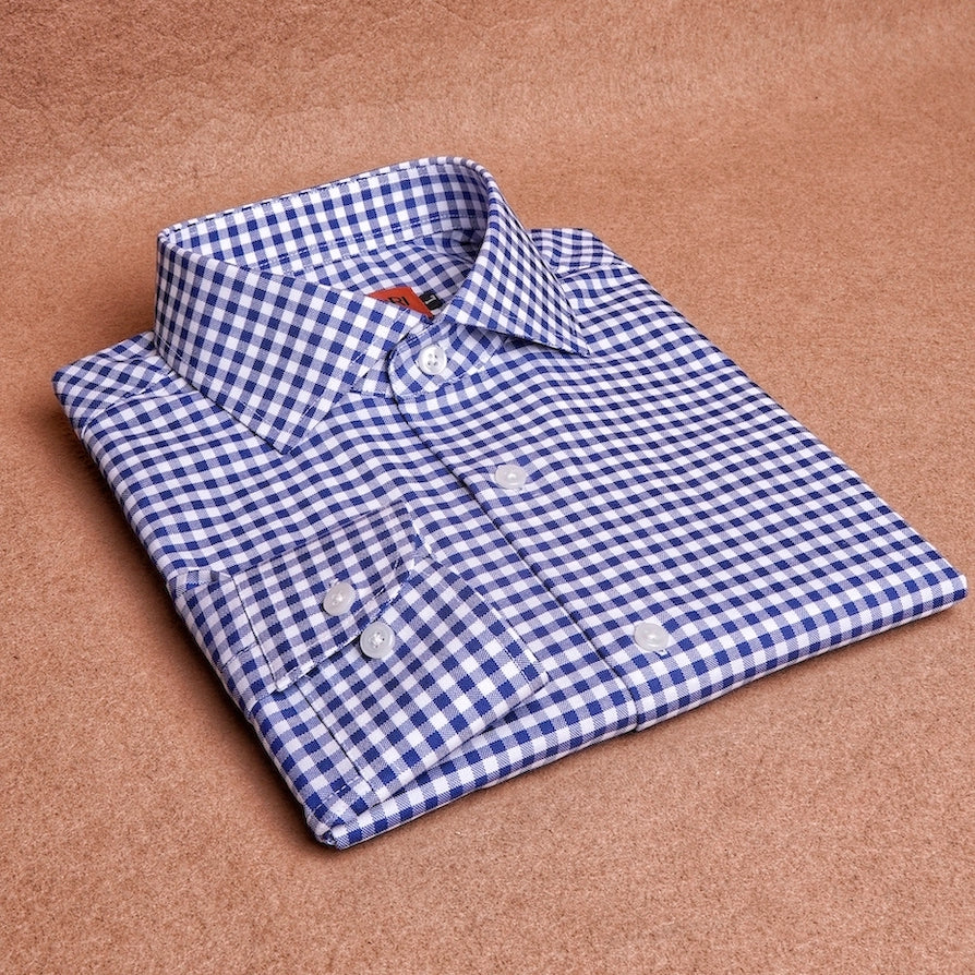 Oxford Gingham Dark Blue Cotton Shirt