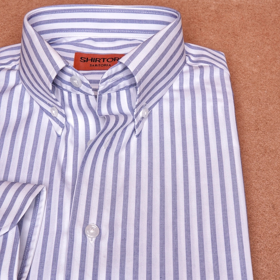 Blue White Stripes Button Down Cotton Shirt