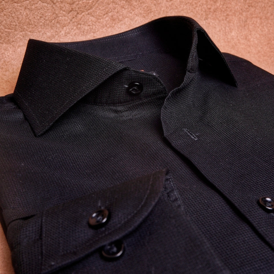 Dobby Black Cotton Shirt