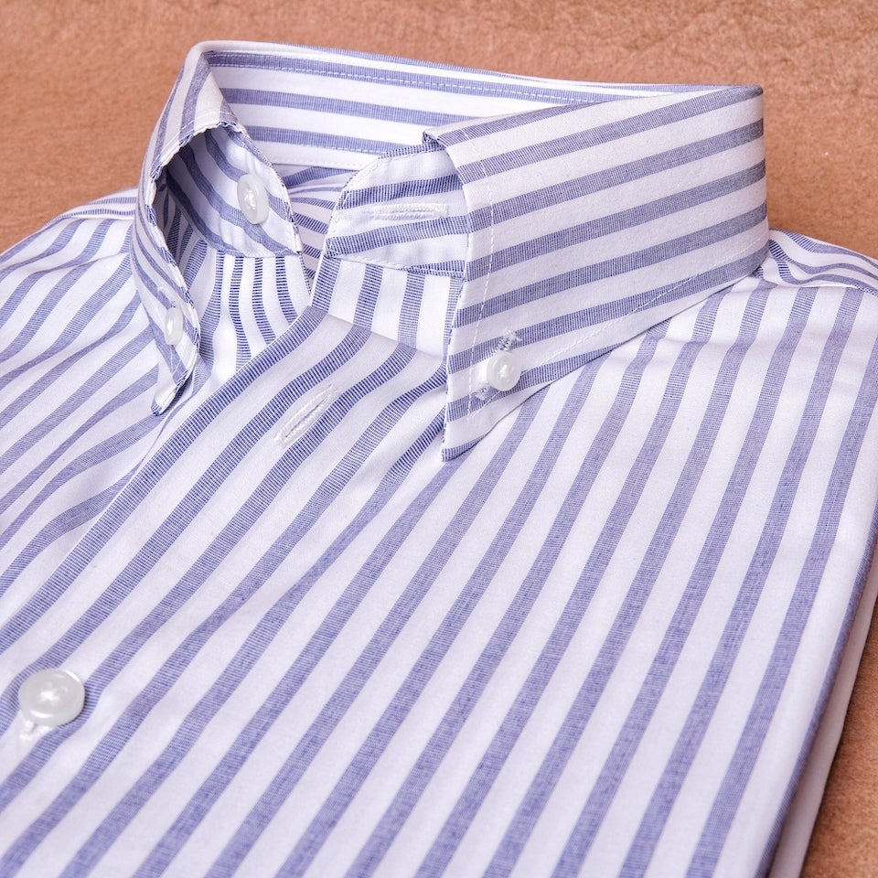 Blue White Stripes Button Down Cotton Shirt