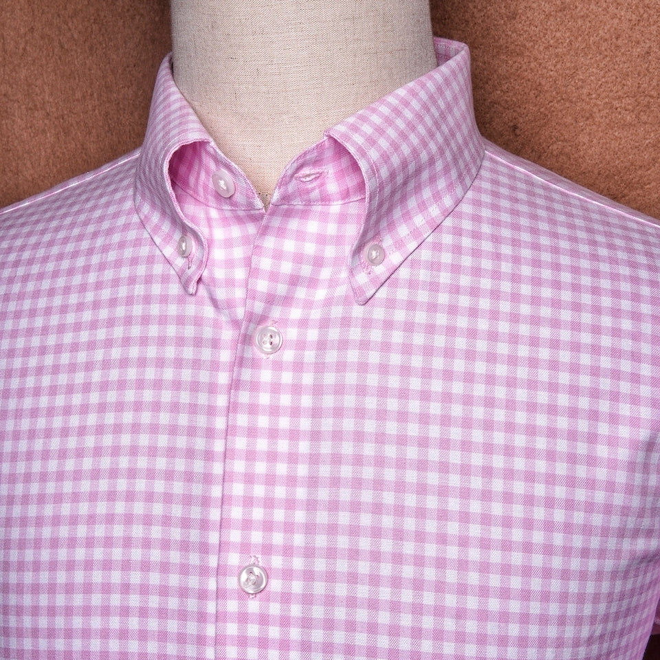 Oxford Button Down Gingham Pink Cotton Shirt