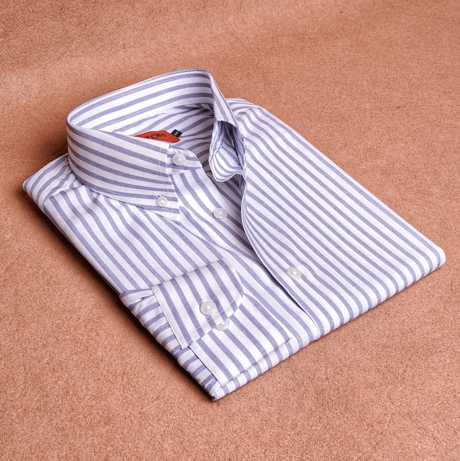 Blue White Stripes Button Down Cotton Shirt