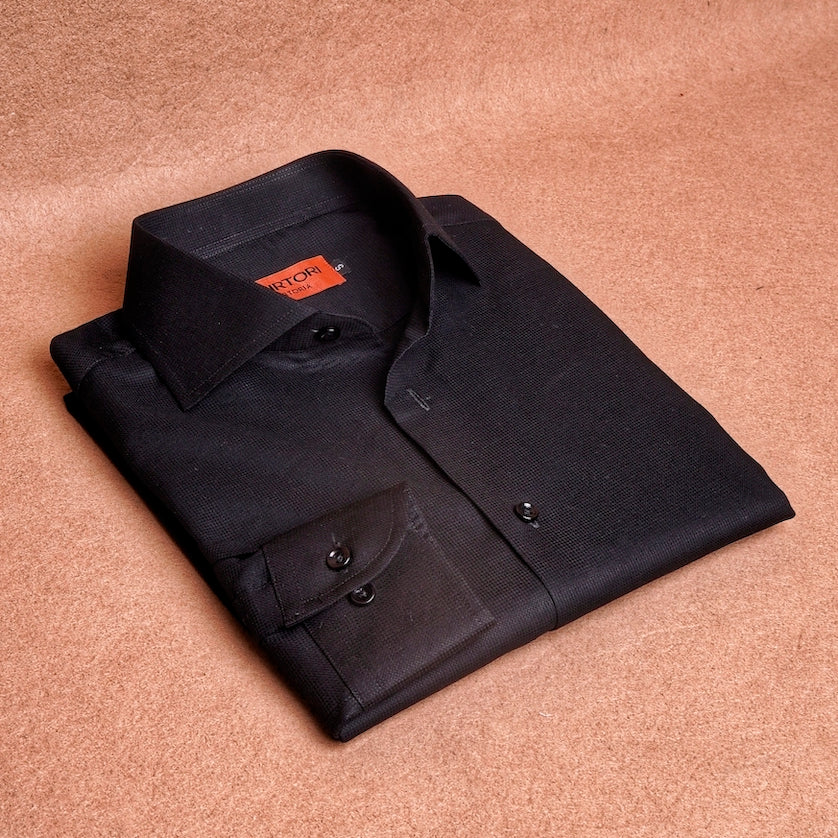 Dobby Black Cotton Shirt