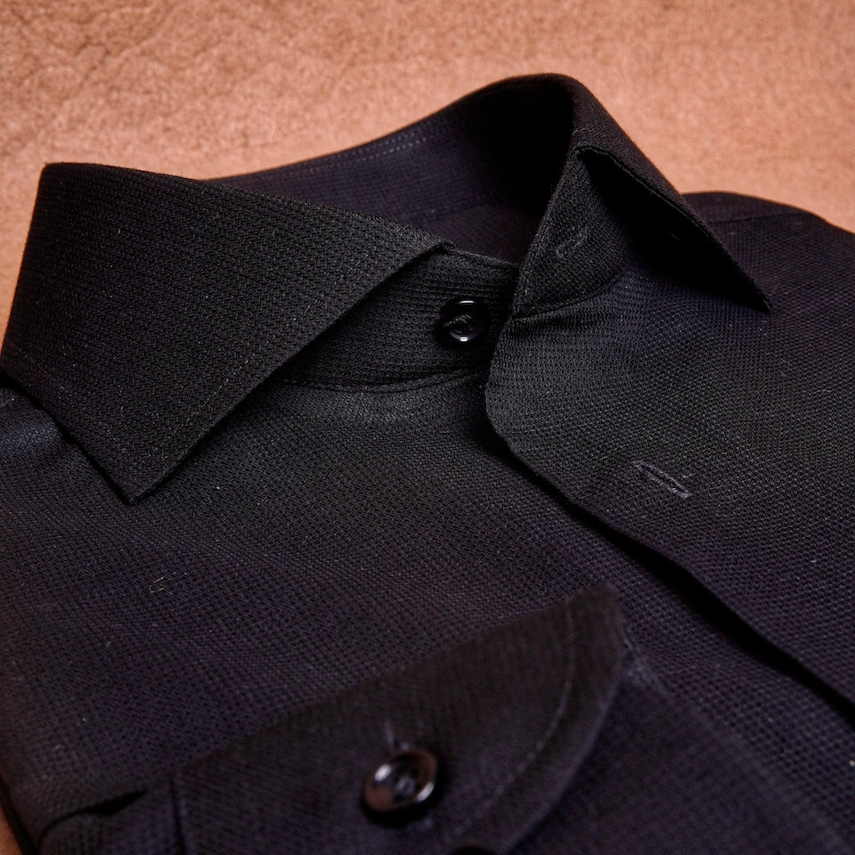 Dobby Black Cotton Shirt