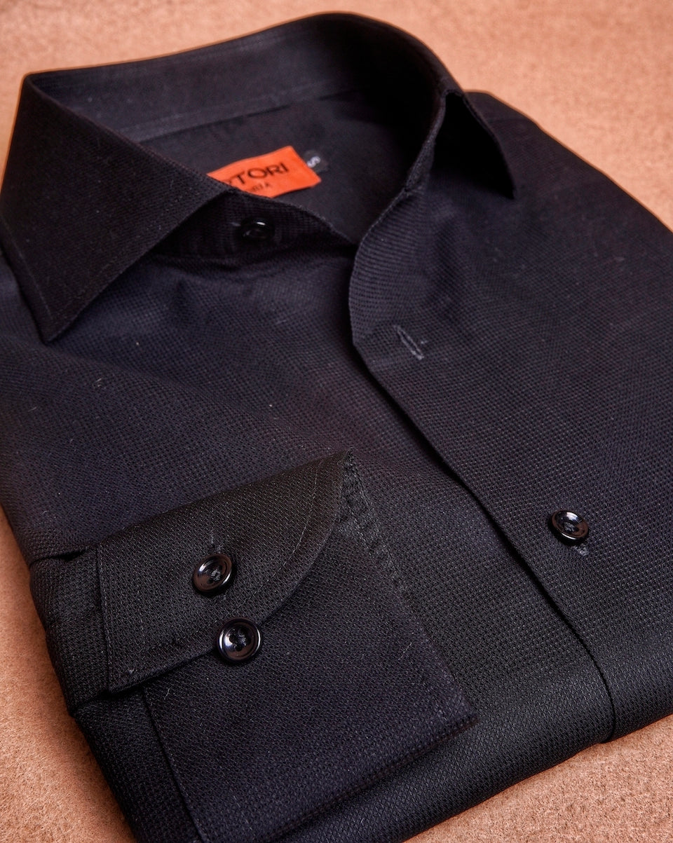 Dobby Black Cotton Shirt