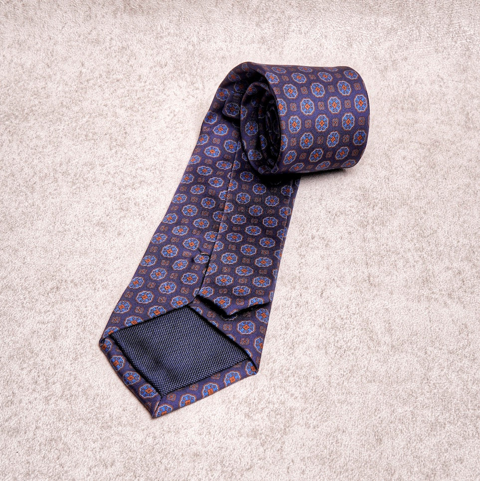 Artisan Medallion Blue Navy Silk Tie