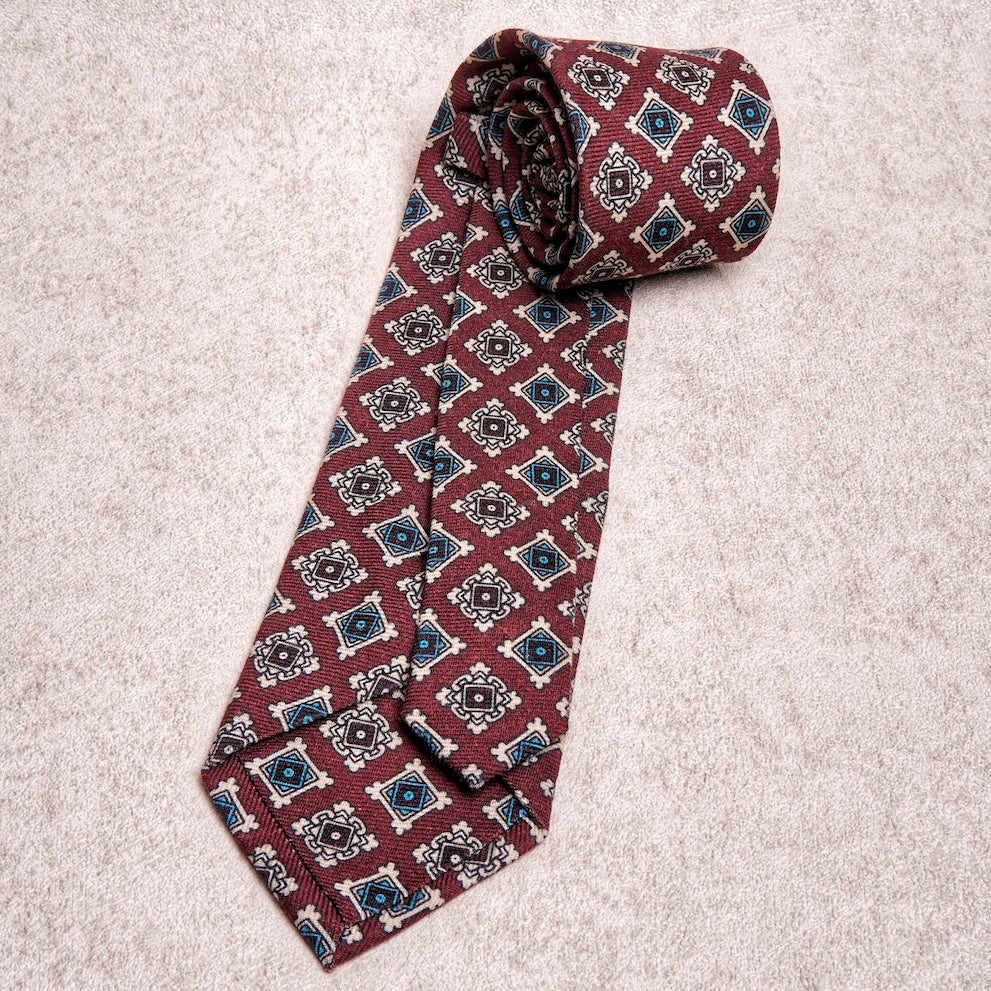 Diamond Blue Burgundy Wool Tie