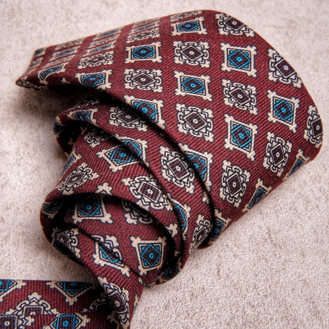 Diamond Blue Burgundy Wool Tie