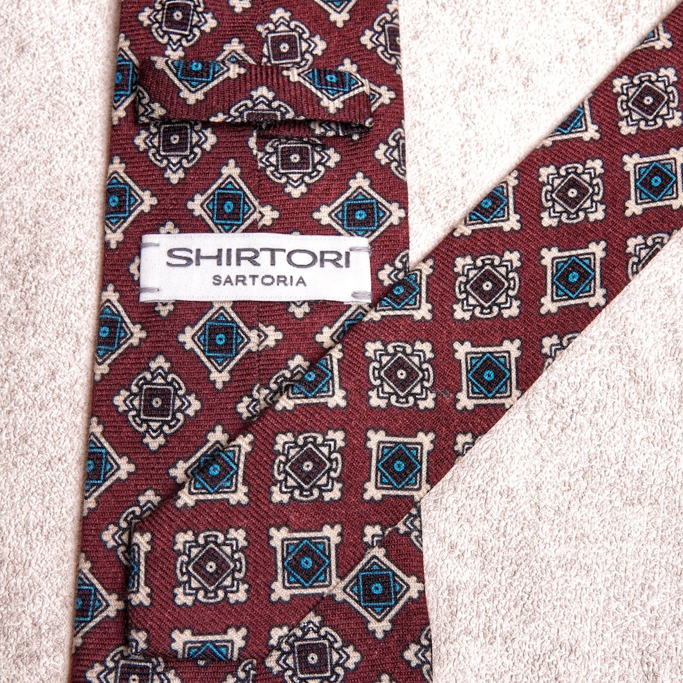 Diamond Blue Burgundy Wool Tie