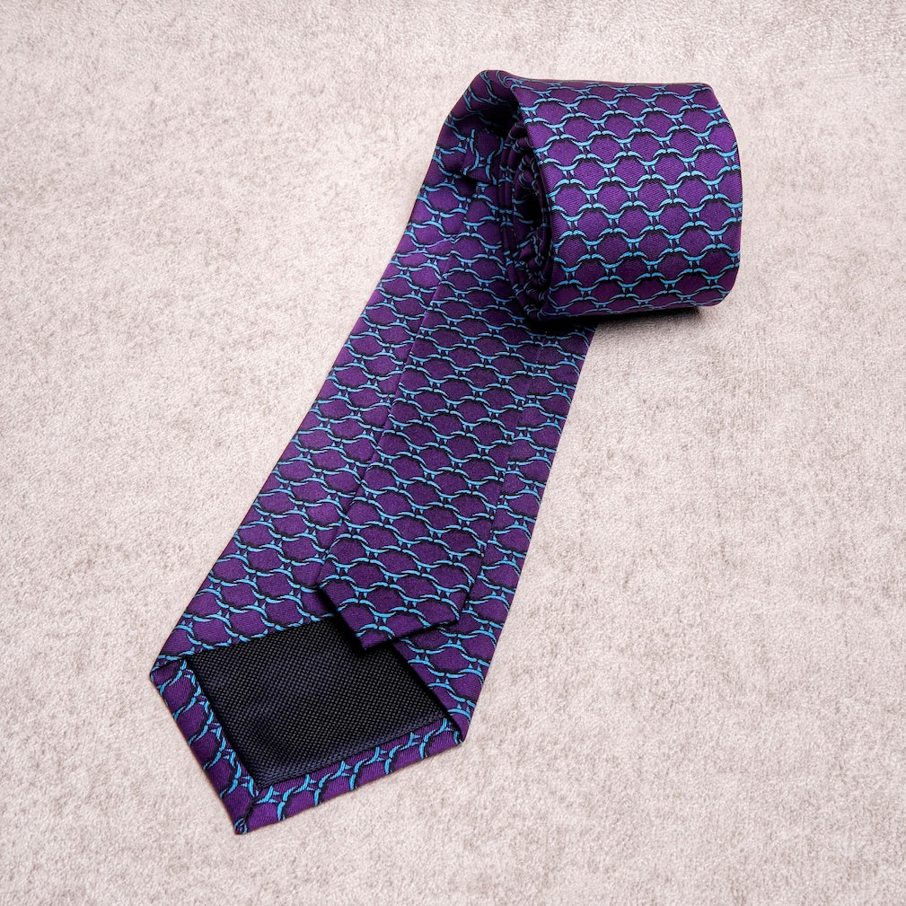 Chain Blue Purple Silk Tie