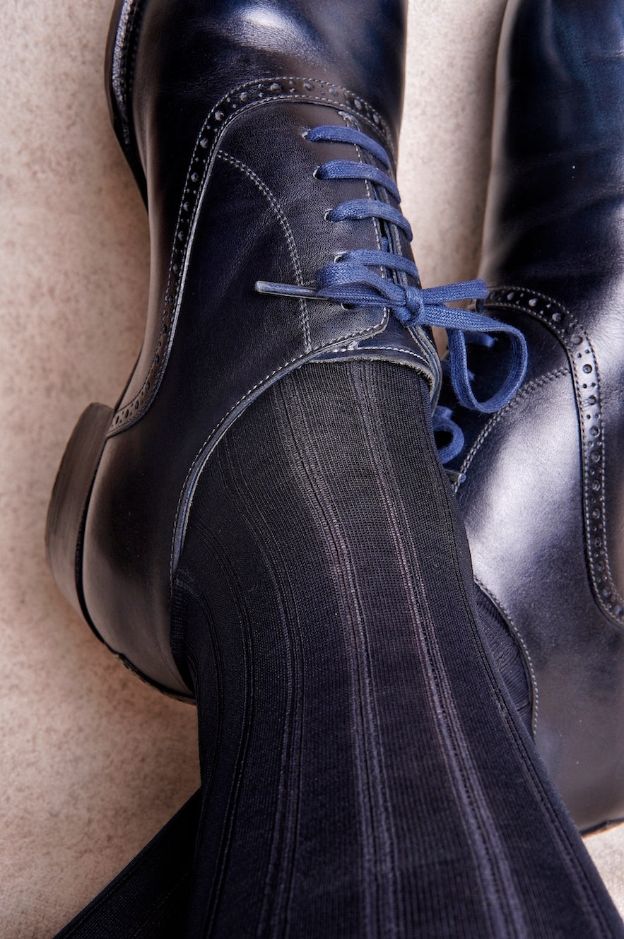 Carpi Navy Mid Calf 240needls Cotton Socks