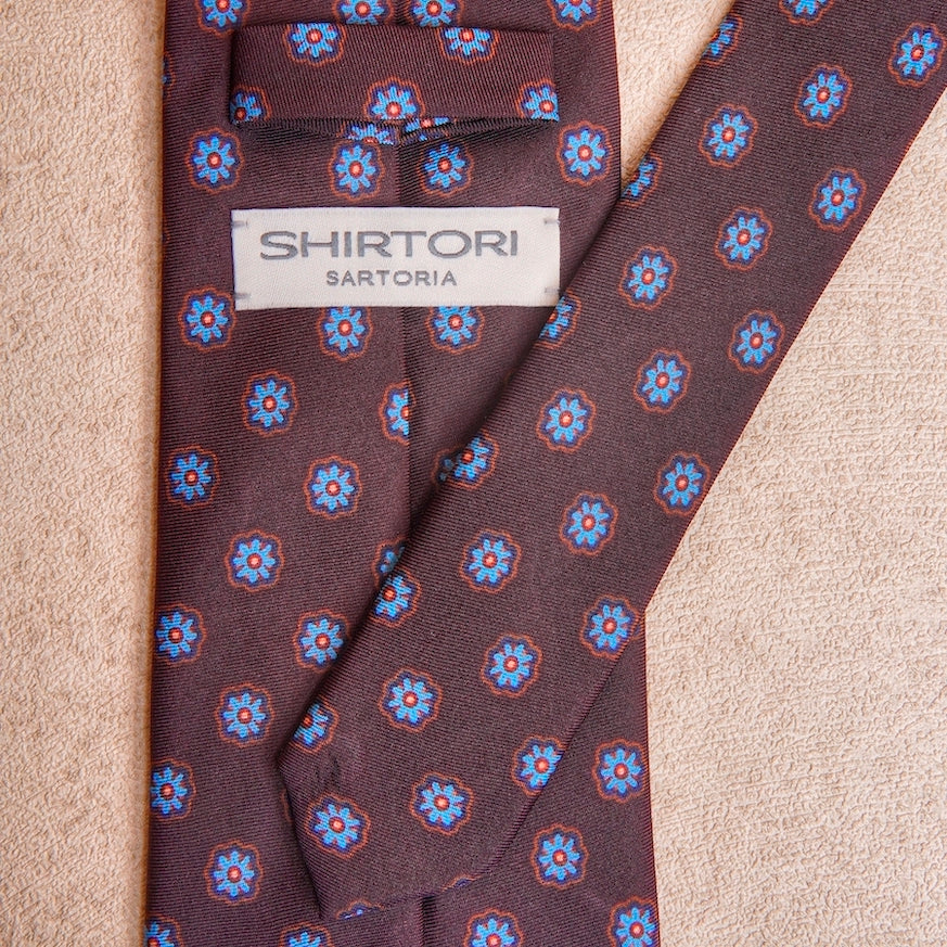 Signature Flower Dark Maroon Silk Tie